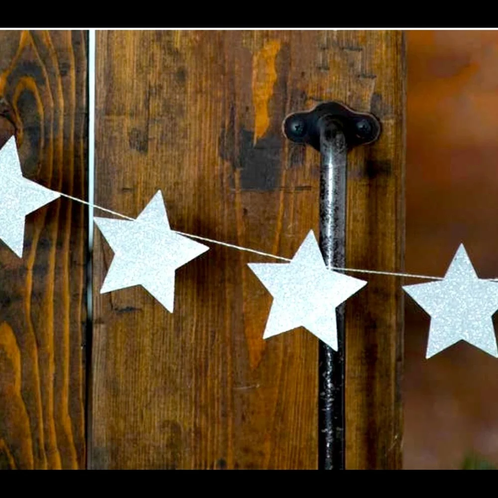6ft Silver Glitter Star Banner - Picture 1 of 2